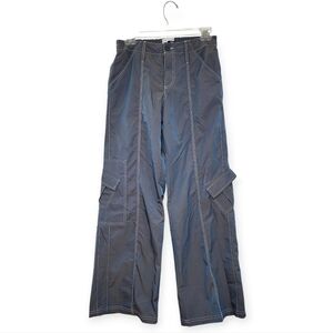 URBAN OUTFITTERS Grey Blue Shiny Wide Leg Cargo Pants XS